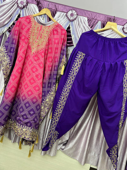 CHINON SILK PRINTED KAFTAN DHOTI PAIR SET IN GERMANY