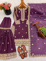Natural Crep Silk Top-Bottom And Dupatta Set Fully Stitched in Berlin