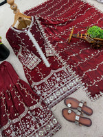 Silk And Heavy Embroidery Sequence Work Top-Bottom And Dupatta Set in Germany