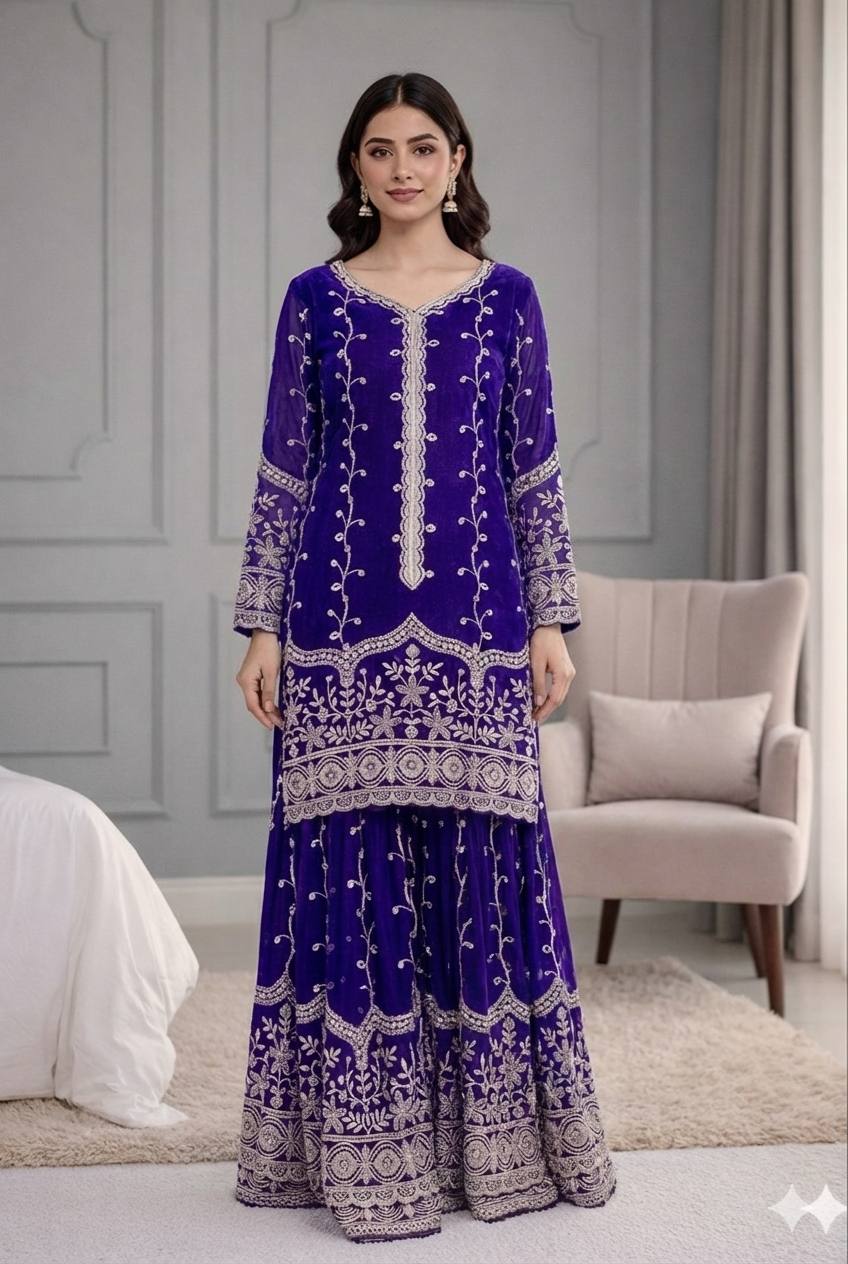 Silk And Heavy Embroidery Sequence Work Top-Bottom And Dupatta Set in Germany