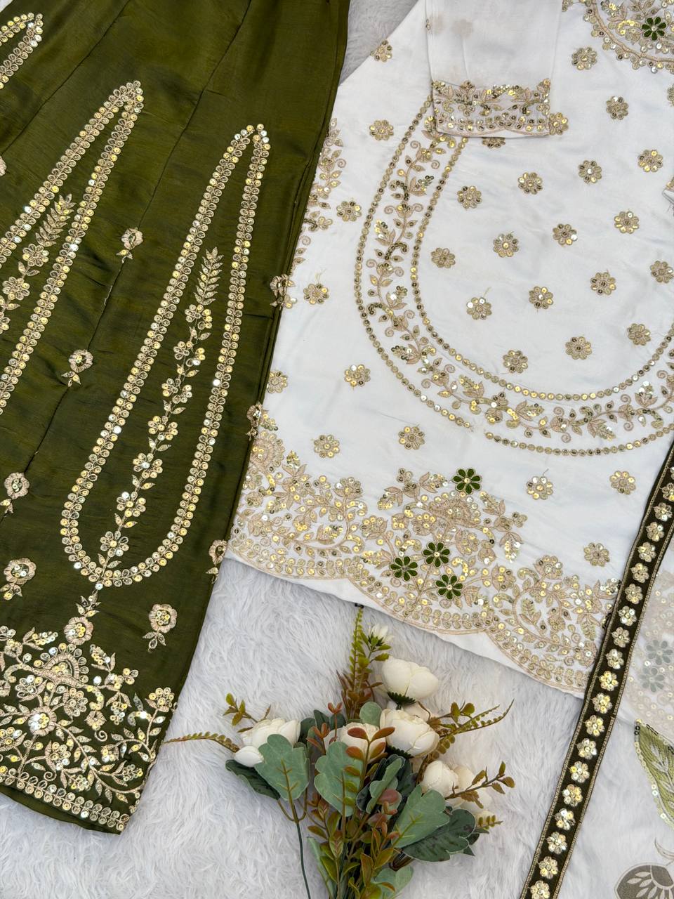 Pure GMY SILK With Heavy Embroidery Sequence Work Suit in Germany