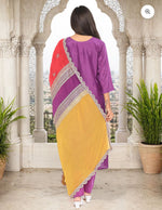 Purple Poly Silk Lace Scalloped Zari embroidery Straight fit kurta set in Berlin