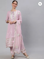 Women's Gota Patti Embroidered A-Line Kurta Trouser Dupatta Set in Germany
