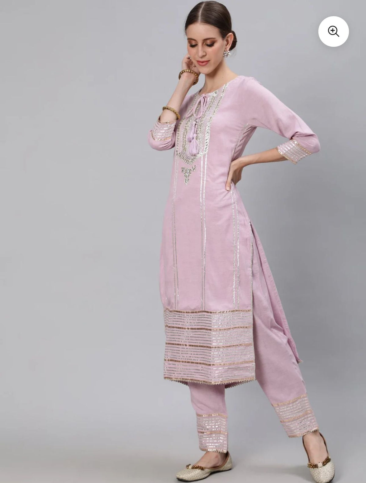 Women's Gota Patti Embroidered A-Line Kurta Trouser Dupatta Set in Germany