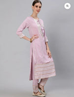 Women's Gota Patti Embroidered A-Line Kurta Trouser Dupatta Set in Germany