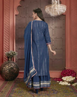 Teal Embroidered Kurta With Sharara & Dupatta in Germany