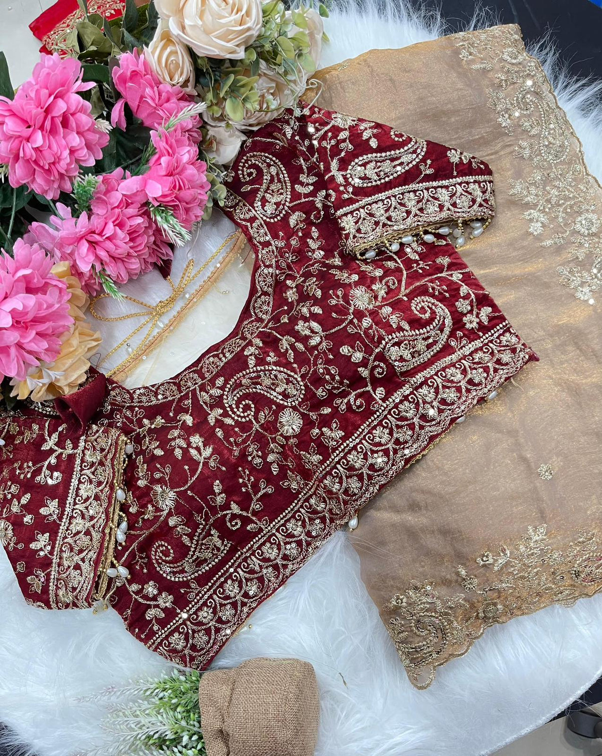 Fandy Silk C -pallu Sequins embroidery work saree in Berlin