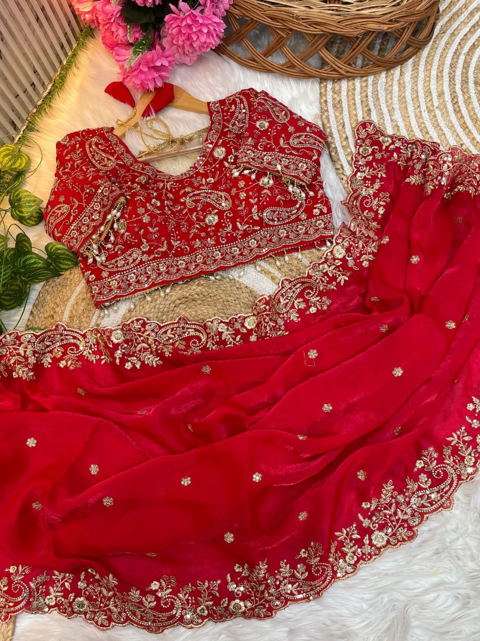 Beautiful Fandy Silk C -pallu Sequins embroidery work saree in Munich