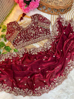 Fandy Silk C-pallu Sequins embroidery work saree in Berlin