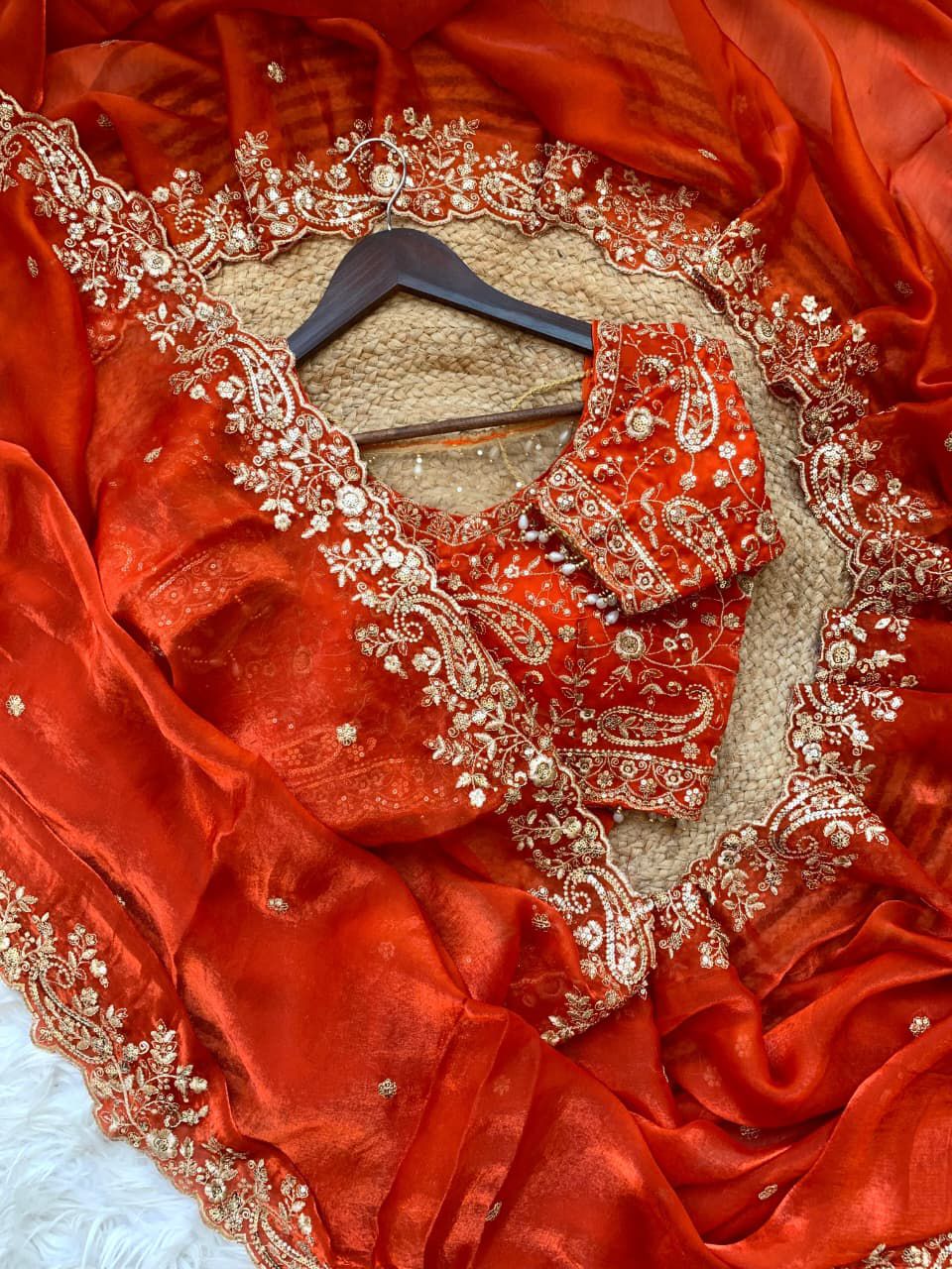 Beautiful Fandy Silk C -pallu Sequins embroidery work saree in Munich