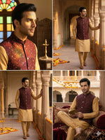 Kurta Payjama With Jacket Jacquard Work Banarasi Silk in Germany