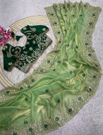 DEWLIGHT GRACE DESIGNER EMBROIDERY TISSUES SILK SAREE IN BERLIN