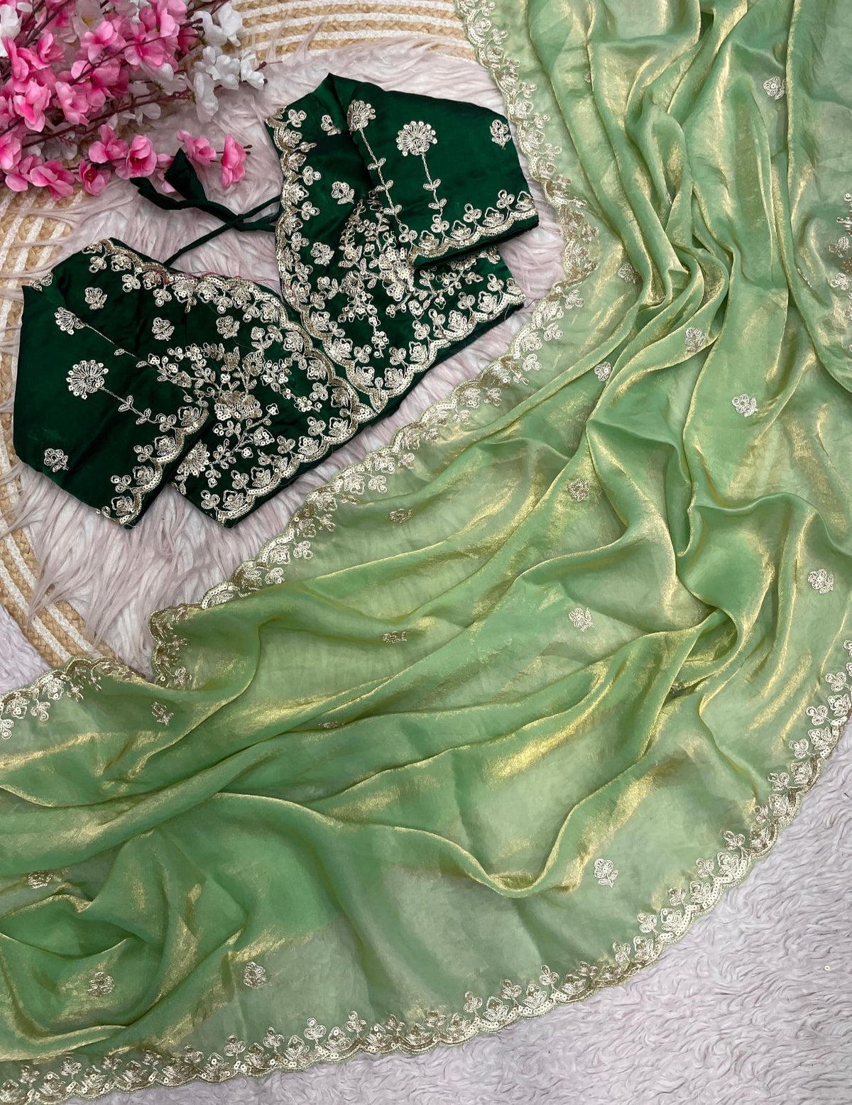 FENDY SARTIN SILK WITH BEAUTIFUL EMBROIDERY WORK SAREE IN BERLIN