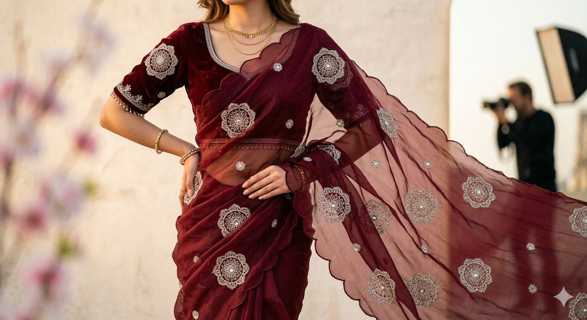 Bollywood Designer Fandy Satin Saree for Women | Festive & Party Wear in Germany