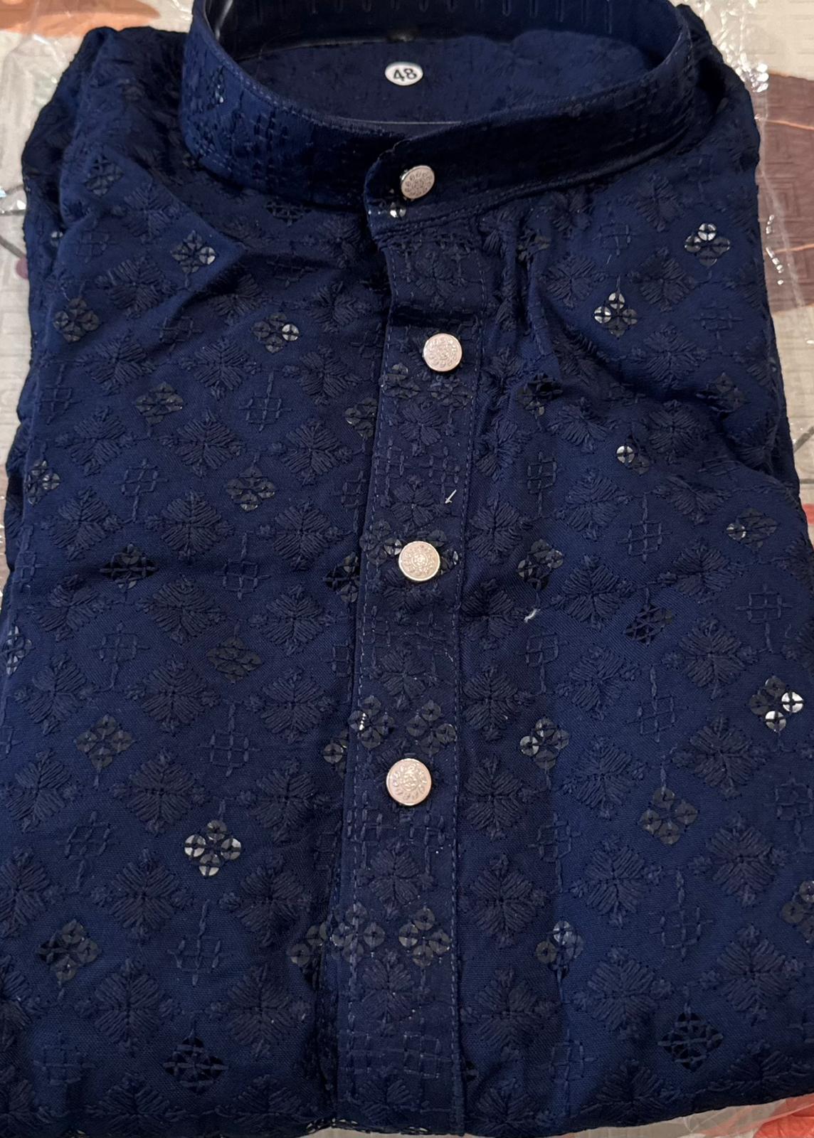 Embroidered Chikankari Kurta for Men In Germany