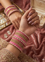 Baby Pink Silk Thread Kundan Bangle Set in Berlin