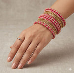Pastel Pink Silk Thread Kundan Bangle Set in Germany
