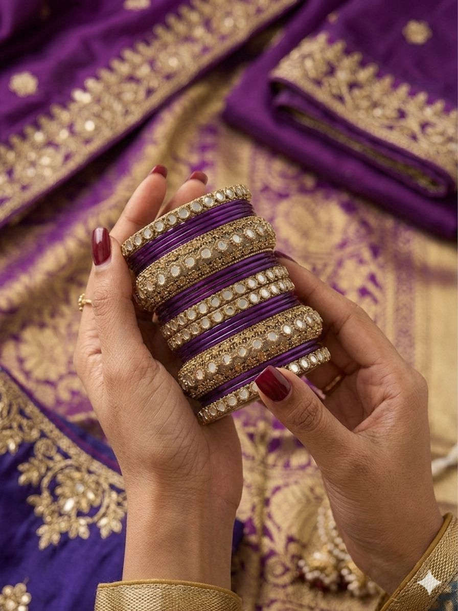 Purple Kundan bangles set in Germany Namma Markt