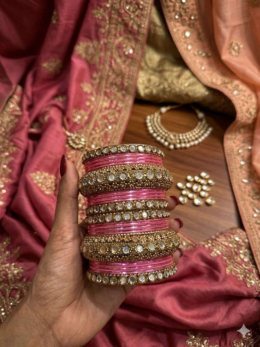 Baby pink Kundan bangles set in Berlin Namma Markt