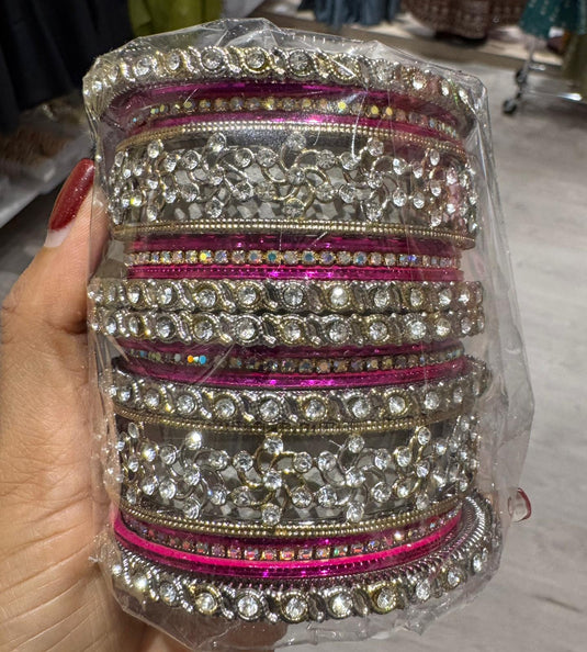 Pink Kundan bangles set in Germany