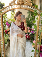 White Unique Fendy saree in Berlin(Onam Saree)