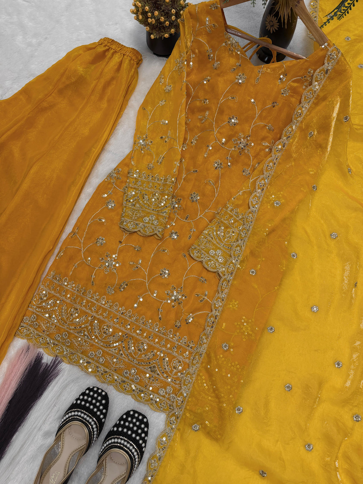 Embroidery Sequence Worked Top-Plazzo And Dupatta Set in Berlin