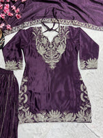 Purple Heavy Embroidery Suit in Germany