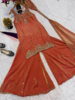 Orange Embroidery Sequence Worked Top-Plazzo And Dupatta Set in Berlin