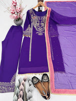 PARTY WEAR HEAVY EMBROIDERY SEQUENCE WORK SUIT SET IN GERMANY