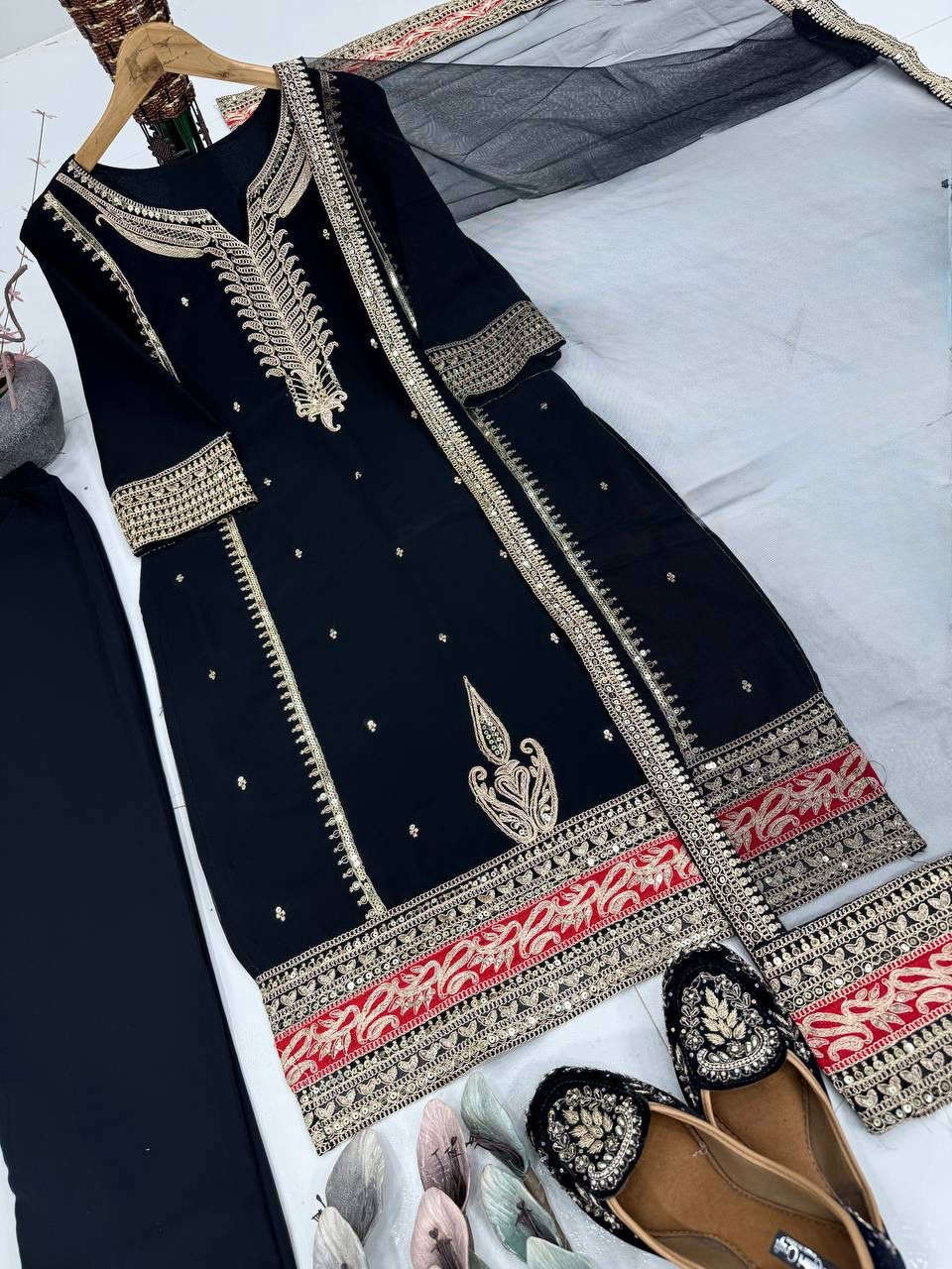 DESIGNER PARTY WEAR HEAVY EMBROIDERY CODING SEQUENCE WORK SUIT SET IN BERLIN