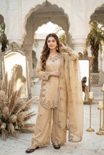 BIEGE HEAVY EMBROIDERY SEQUENCE WORK SUIT IN GERMANY