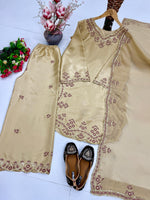 BIEGE HEAVY EMBROIDERY SEQUENCE WORK SUIT IN GERMANY