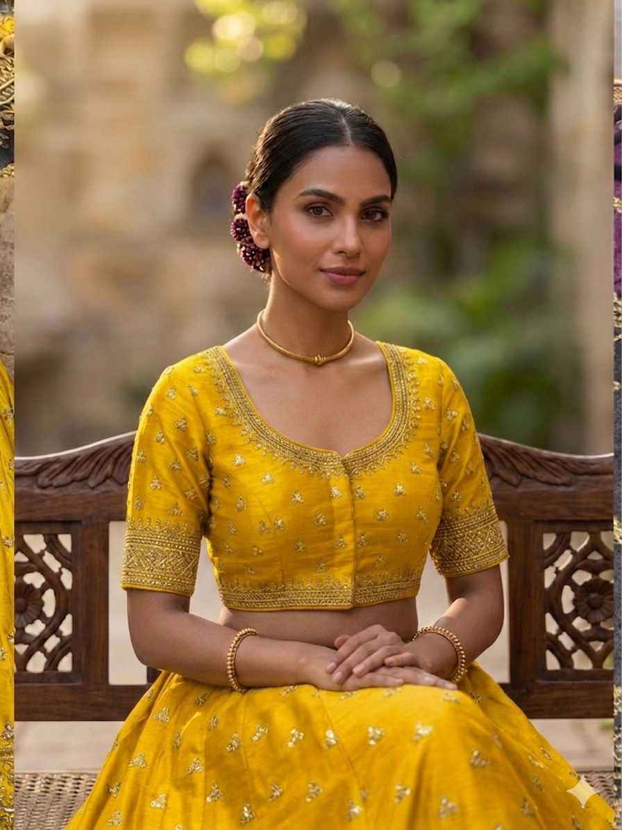 Yellow Embroidery Silk blouse in Germany