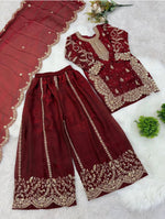 Maroon Embroidered Work Salwar Suit For Kid in Germany