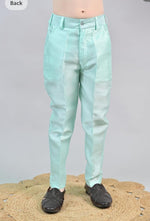 Sky blue Silk Blend Geometric Embroidered Indo Western Sherwani Set with Trousers and Mala in Germany