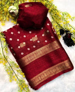 Crepe Muga Silk Saree Bandhani Pattern All Over Rich Kanjivaram Border Floral Printed Pallu With Blouse Piece in Germany