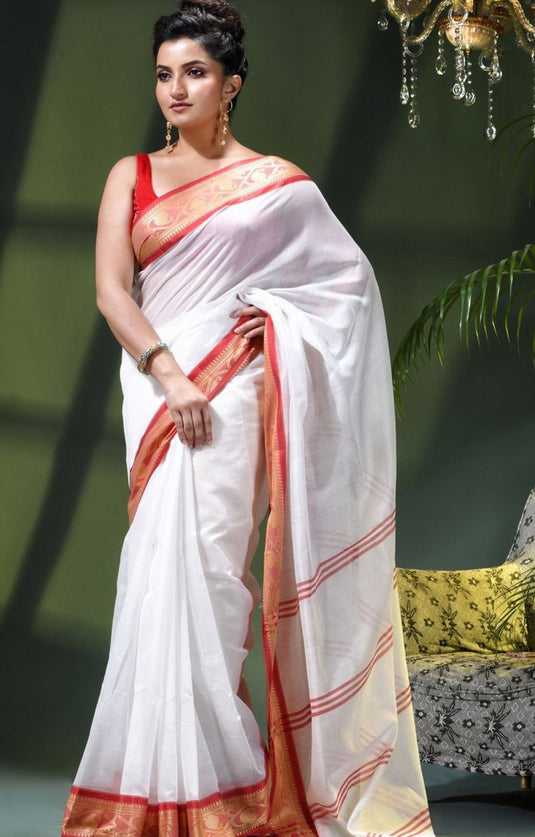 Ethnic Motifs Zari Pure Cotton Traditional Saree in Germany(Onam Saree)