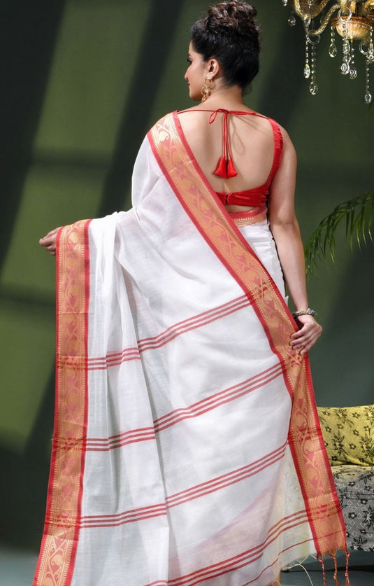 Ethnic Motifs Zari Pure Cotton Traditional Saree in Germany(Onam Saree)