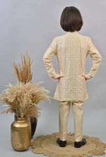Biege Kids Ethnic Sequin Embellished Indo-Western Kurta and Trouser Set for Boys in Germany Namma Markt