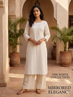 White mirror work striped kurti in Berlin