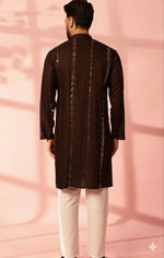 Men Embroidered Regular Mirror Work Pure Cotton Kurta with Pyjamas