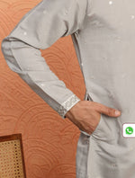Cotton Silk Yoke Design Embroidered Grey Kurta in Germany