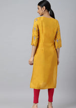 Mustard Glitter Printed Shantung kurta in Germany