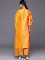 Yellow Yoke Design Silk Blend Straight Kurta With Trousers & Dupatta in Germany