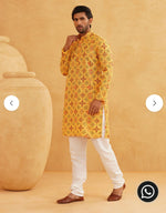 Men's Cotton Blend Yellow Kurta in Germany