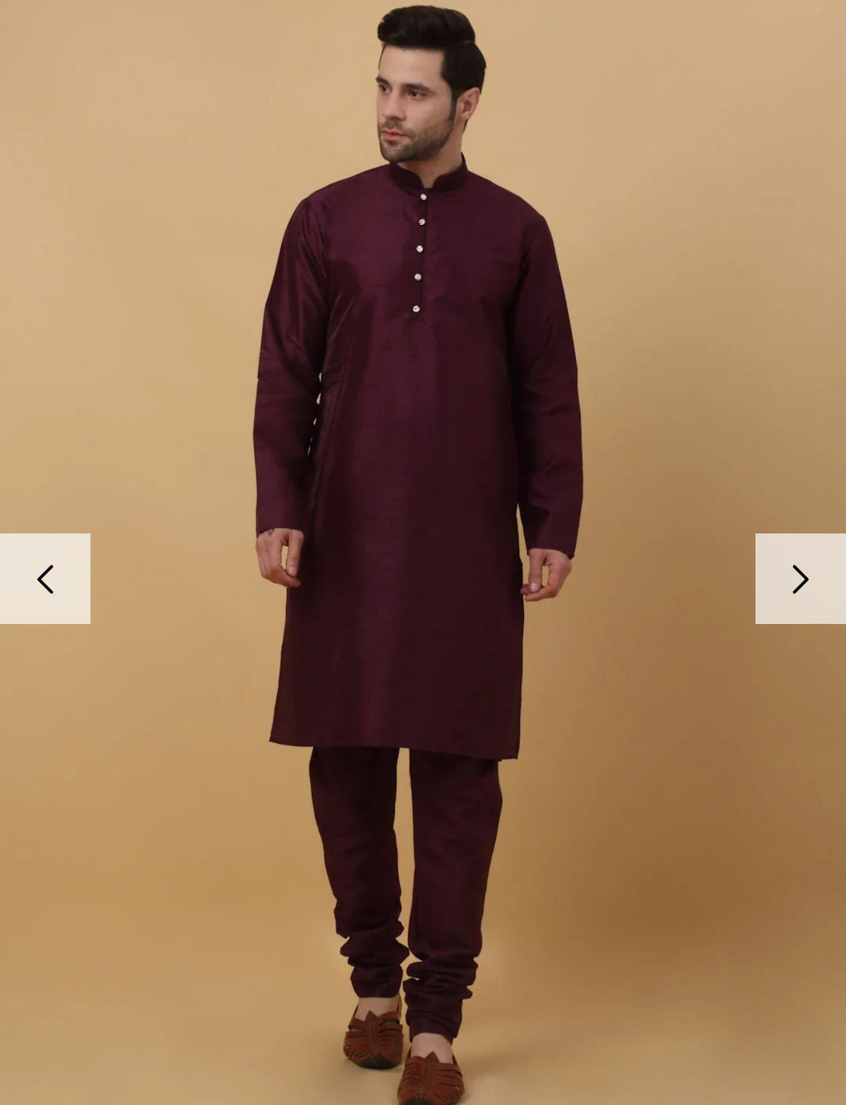 Men Purple Kurta & Churidar with Jacquard Maroon Nehru Jacket in Germany