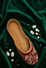 Maroon Zardosi Work Hand Embroidered Jutti in Germany