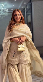 Pure Chinnon With Heavy Embroidery Coding Dori-Sequence Work Top-Bottom And Dupatta Set in Germany