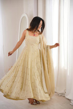 Cosmos Gold With Embroidery Work Gown And Dupatta Set in Germany