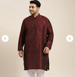 Men's Silk Blend Maroon Self Design ONLY Long Kurta in Berlin